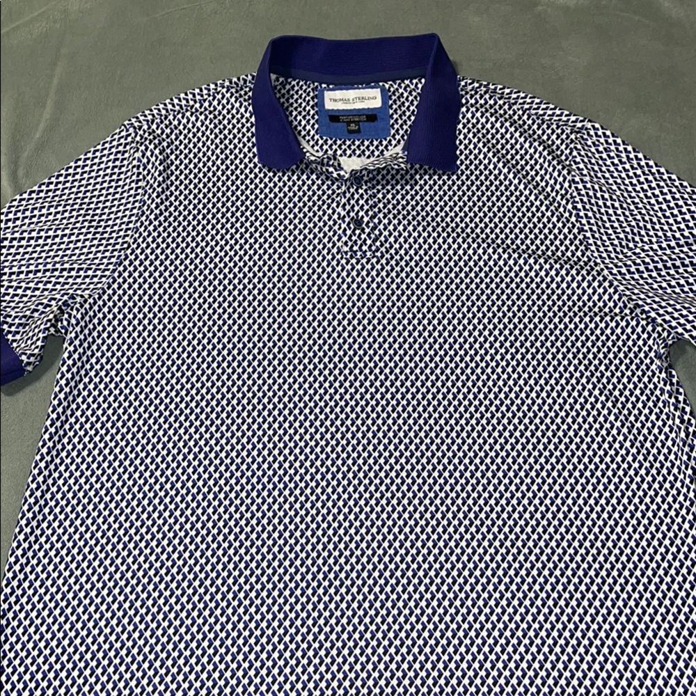 Thomas Sterling Men's Blue Patterned Shirt